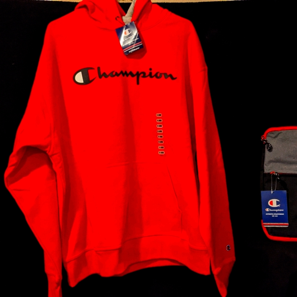 Champion Logo Hoodie and Belongings Bag XL